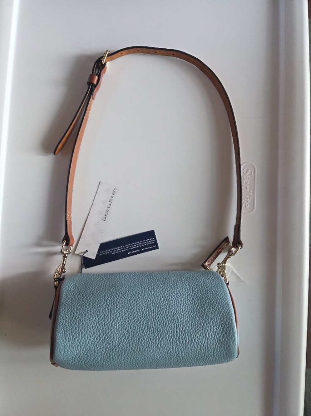 Dooney & Bourke Pebble Grain Barrel Bag Caribbean Blue NWT 2 Straps Crossbody - Picture 9 of 11